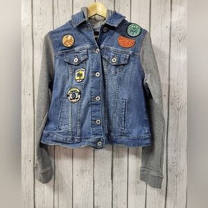 Torrid Jean Jacket with sweatshirt sleeve and hood